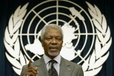 L'ancien secrétaire général des Nations unies Kifi Annan, lors d'une conférence de presse le 29 mars 2009 à New York.