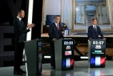 Le président du RN Jordan Bardella (G), le premier secrétaire du PS Olivier Faure (C) et le Premier ministre Gabriel Attal lors d'un débat avant le premier tour des législatives sur France 2, le 27 juin 2024