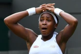 L'Américaine Coco Gauff, après avoir battu sa compatriote Venus Williams au 1er tour du tournoi de Wimbledon, le 1er juillet 2019 à Londres