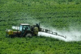 Un agriculteur diffuse des produits phytosanitaires dans ses champs, à Méteren, dans le Nord