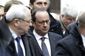 François Hollande, à son arrivée à  Charlie Hebdo le 7 janvier 2015 à Paris 