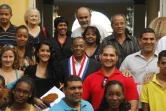 Vendredi 26 août 2011 - Gilbert Annette et les sportifs dionysiens médaillés des Jeux des Iles de l'Océan Indien 
(Photo Michel Désiré)