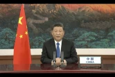 Le président chinois Xi Jinping en visioconférence, le 18 mai 2020 à Pékin, à l'ouverture virtuelle de l'Assemblée mondiale de la santé réunissant les 194 pays de l'OMS 