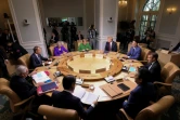 Les dirigeants du G7 lors d'une séance de travail sur le commerce au sommet de La Malbaie