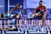 La Française Cyréna Samba-Mayela (à gauche) en demi-finale 100m haies, aux JO-2024 au Stade de France, le 9 août 2024