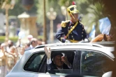 Mauricio Macri arrive en voiture au Congrès, pour son investiture, le 10 décembre 2015 à Buenos Aires