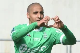 Le milieu tunisien de Saint-Etienne, Wahbi Khazri, fête son but lors du match de Ligue 1 à Angers, le 13 mars 2021