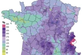 Carte de France avec les précipitations record en décembre-janvier