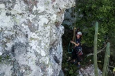 Lorena Prado s'apprête à grimper le Cerro Arequita, le 24 février 2020 en Uruguay