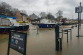 Des bateaux après une crue de l'Ille au passage de la dépression Herminia, le 26 janvier 2025 à Rennes
