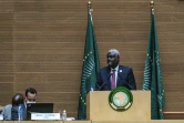 Moussa Faki Mahamat (d), président de la Commission de l'Union africaine, le 14 octobre 2021 à Addis Abeba, en Ethiopie