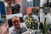 Une photo de l'aide-soignant Hugo Lopez Camacho, décédé du coronavirus, lors d'une cérémonie neuf jours après sa mort, le 24 mai 2020 à Mexico