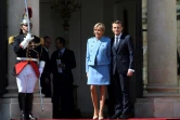Emmanuel Macron et son épouse Brigitte Trogneux le 14 mai 2017 à l'Elysée