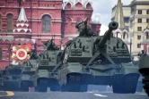 missiles balistiques russes Yars lors Défilé militaire pour le 77e anniversaire de la victoire sur l'Allemagne nazie en 1945, le 9 mai 2022 à Moscou