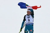 Justine Braisaz remporte sa première course en Coupe du monde de biathlon, la mass start du Grand-Bornand (Haute-Savoie, le 17 décembre 2017