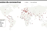 Pays et territoires ayant des cas confirmés de nouveau coronavirus, au 25 mars à 19H00 GMT