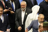 Le chef du mouvement palestinien Hamas, Ismaïl Haniyeh, assiste à la cérémonie de prestation de serment du nouveau président iranien, au Parlement à Téhéran, le 30 juillet 2024