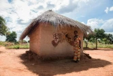 Une maison décorée d'une peinture d'argiles dans le village de Makwacha, en RDCongo, le 13 mai 2017