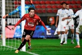 L'attaquant rennais Adrien Hunou marque le but vainqueur contre Marseille (2-1), lors de leur match de L1, le 16 décembre 2020 à Rennes