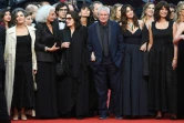 (De G à D) Souad Amidou, Martine Lelouch, Anouk Aimée, Valérie Perrin, Claude Lelouch, Monica Bellucci et Marianne Denicourt arrivent pour la projection de "Les Plus Belles Annees D'Une Vie" au festival de Cannes, le 18 mai 2019 