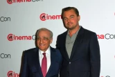Le réalisateur américain Martin Scorsese (g) et l'acteur américain Leonardo DiCaprio, le 27 avril 2023 à Las Vegas