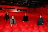 Quatre membres du jury de la Berlinale, (de gauche à droite) la réalisatrice bosnienne Jasmila Zbanic, la réalisatrice hongroise Ildiko Enyedi,  le réalisateur italien Gianfranco Rosi et la réalisatrice roumaine Adina Pintilie, dans le palais vide de la Berlinale, à Berlin le 27 février 2021