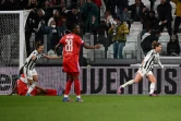 La joie de l'attaquante de la Juventus Cristiana Girelli, après avoir égalisé (1-1) face à Lyon, en quart de finale aller de la Ligue des Champions, le 23 mars 2022 à Turin