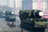 Des missiles balistiques Hwasong-15 pendant un défilé militaire à Pyongyang, le 8 février 2018