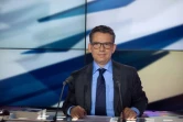 Le présentateur de LCP Frédéric Haziza, lors de la diffusion d'une émission le 14 mai 2013, à Paris