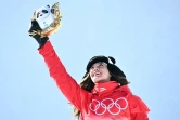 La Chinoise Eileen Gu après sa victoire dans l'épreuve de ski half-pipe des Jeux olympiques de Pékin, le 18 février 2022