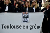 Des avocats manifestent contre la réforme des retraites, le 29 janvier 2020 à Toulouse