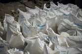 Des sacs de riz destinés aux réfugiés soudanais, le 29 février 2024 près de Maganane, en Ethiopie
