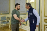 Le président ukrainien Volodymyr Zelensky et le directeur de l'AIEA, Rafael Grossi, le 30 août 2022 à Kiev 