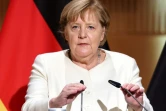 La chancelière allemande Angela Merkel, à Halle dans l'Est de l'Allemagne le 3 octobre 2021