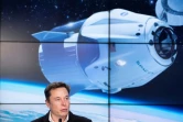 Le patron de SpaceX, Elon Musk, lors d'une conférence de presse après le lancement de la capsule Crew Dragon, le 2 mars 2019 au Centre spatial Kennedy, en Floride