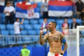 Le capitaine serbe Aleksandar Kolarov après avoir marqué sur coup franc face au Costa Rica au Mondial, le 17 juin 2018 à Samara