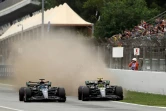 Les deux Mercedes de George Russell et Lewis Hamilton en qualification pour le GP de Catalogne, le 3 juin 2023 à Montmelo 