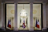 Le drapeau britannique à l'entrée du palais de l'Elysée à Paris après l'annonce de la mort de la reine Elizabeth II, le 8 septembre 2022