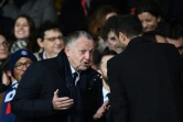 Le président lyonnais Jean-Michel Aulas, ici au Parc des Princes lors du match PSG-Lyon, le 9 février 2020, mène une croisade contre l'arrêt du championnat
