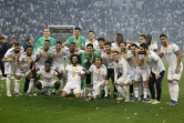 La joie des Madrilènes, après avoir remporté la finale de la Supercoupe d'Espagne face à l'Athletic Bilbao, le 16 janvier 2022 à Ryad