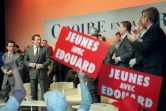 Nicolas Sarkozy et François Bayrou le 15 mars 1995 à Périgueux, lors d'un meeting de soutien à Edouard Balladur dans le cadre de la campagne pour l'élection présidentielle