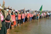 Manifestation anti-coup d'Etat à Naypyidaw, la capitale birmane, le 9 mars 2021