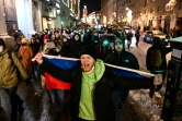 Des manifestants défilent contre la condamnation de l'opposant Alexeï Navalny le 2 février 2021 à Moscou