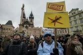 Manifestation contre les mesures de restrictions prises pour lutter contre l'épidémie de coronavirus, le 10 janvier 2021 à Prague