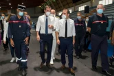 Les ministres de la Santé Olivier Véran et de l'Outremer Sébastien Lecornu visient un centre de vaccination Covid à Lamentin, en Martinique, le 12 août 2021 