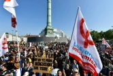 Manifestants de La France insoumise (LFI), place de la Bastille à Paris le 5 mai 2018