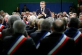 Le président Emmanuel Macron devant les maires normands réunis à Grand Bourgtheroulde, le 15 janvier 2019