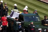La famille royale suit le cercueil vers la chapelle de Windsor, à l'ouest de Londres, lors des funérailles du prince Philip d'Edimbourg le 17 avril 2021