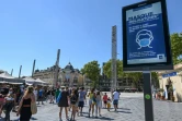 Un panneau d'information sur le port du masque obligatoire dans une rue de Montpellier, le 14 août 2020