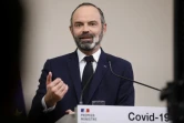 Le Premier ministre Edouard Philippe lors d'une conférence de presse sur l'épidémie du nouveau coronavirus, le 28 mars 2020 à Paris